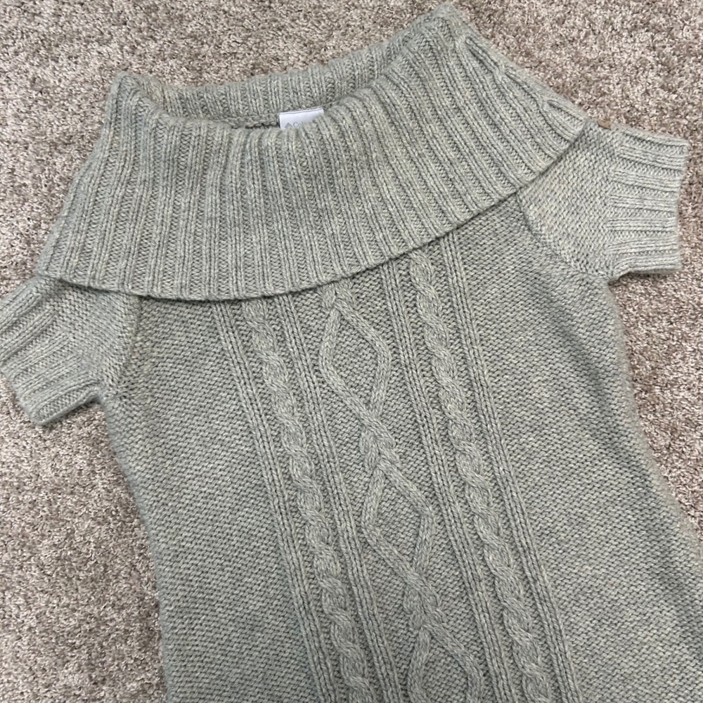 Columbia Wool Blend Gray Cable Knit Off Shoulder Cowl Neck Sweater Women Large